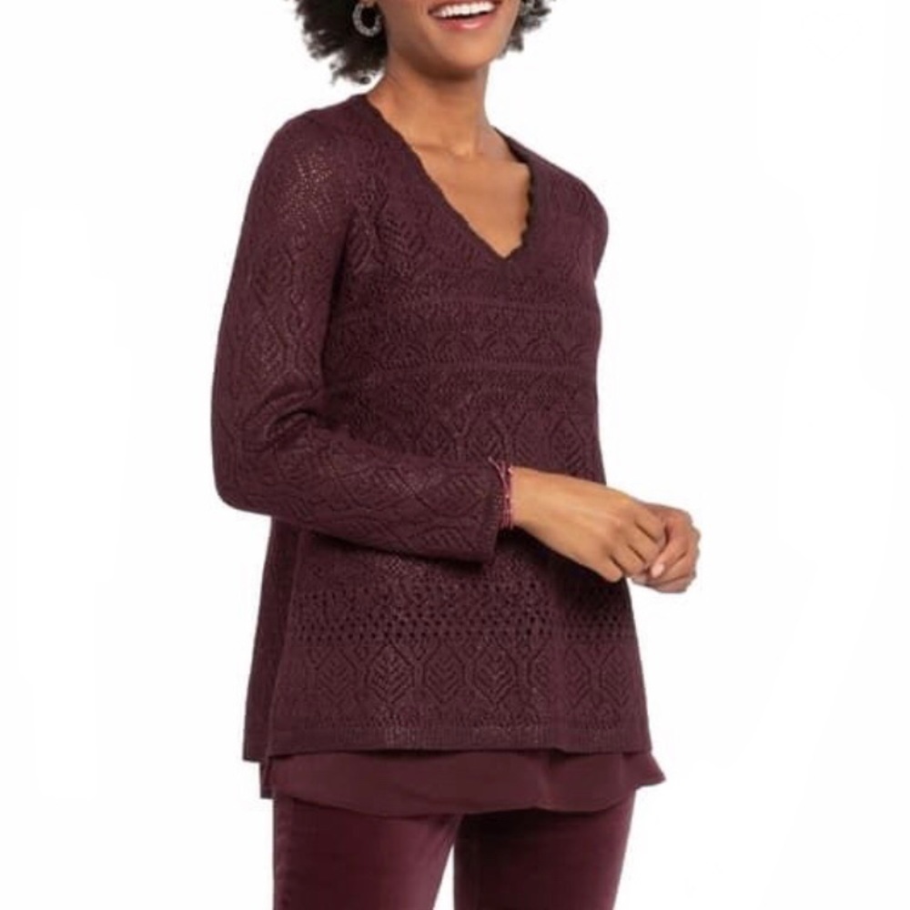 Nic+Zoe Burgundy Plum Purple Layered Top